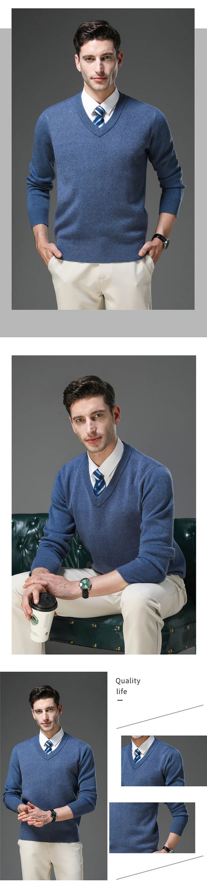 Top Grade Thick Anti-Pilling New Fashion Brand Autum Winter Knit Pullover Men Slim Fit Sweater Business Casual Woolen Jumper