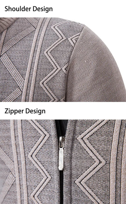 High-quality men's fashionable, cool, versatile, trendy business casual, fleece and thickened cardigan, knitted sweater, men's j
