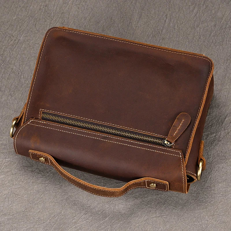 Luufan Crazy Horse Leather Men's Shoulder Bag Vintage Messenger Bags Men Male Small Travel Crossbody Bags Man Handbag Sling Bag