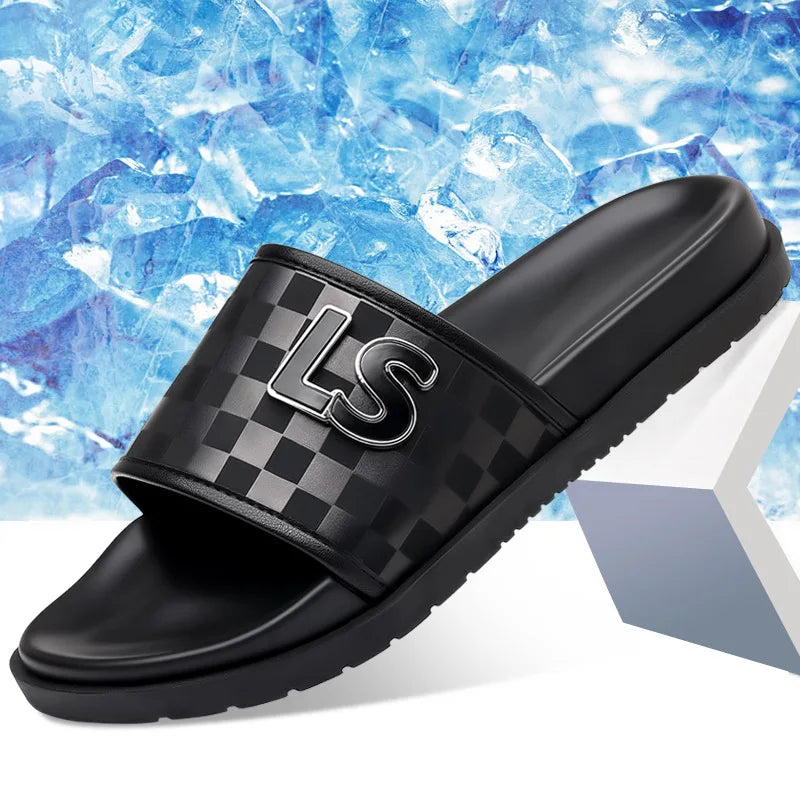 Summer Fashion Casual Flip Flops for Men New Designer Black Cow Leather Slippers Male High Quality Korean Outwear Slides Men