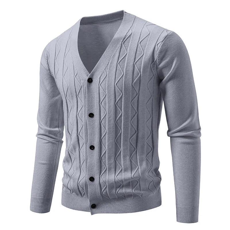 2026 New Knit Cardigan Men Korean Style Fashion Smart Casual V-Neck Knitted Sweatercoat Mens Solid Color Slim Sweater Outerwear