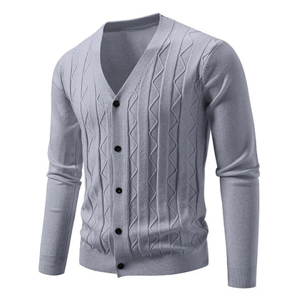 2026 New Knit Cardigan Men Korean Style Fashion Smart Casual V-Neck Knitted Sweatercoat Mens Solid Color Slim Sweater Outerwear