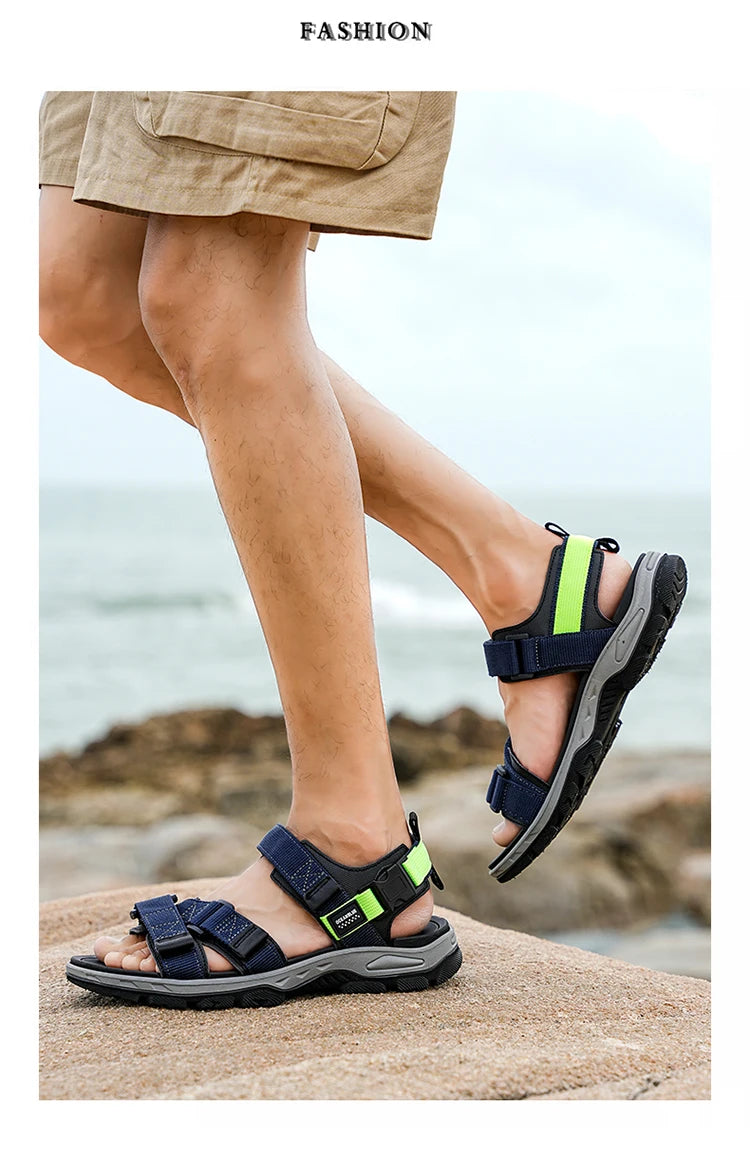 Men's Outdoor Sandals with Velcro Strap Male Summer Fashion Antiskid Sport Sandals Beach Casual Sandals for Men