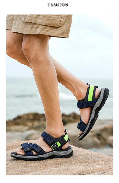 Men's Outdoor Sandals with Velcro Strap Male Summer Fashion Antiskid Sport Sandals Beach Casual Sandals for Men