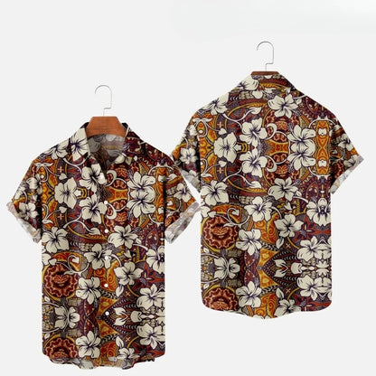 Men's Fashion Summer T-Shirts Hawaiian 3d Print Cozy Casual One Button Shirts Short Sleeve Beach Oversized Shirts