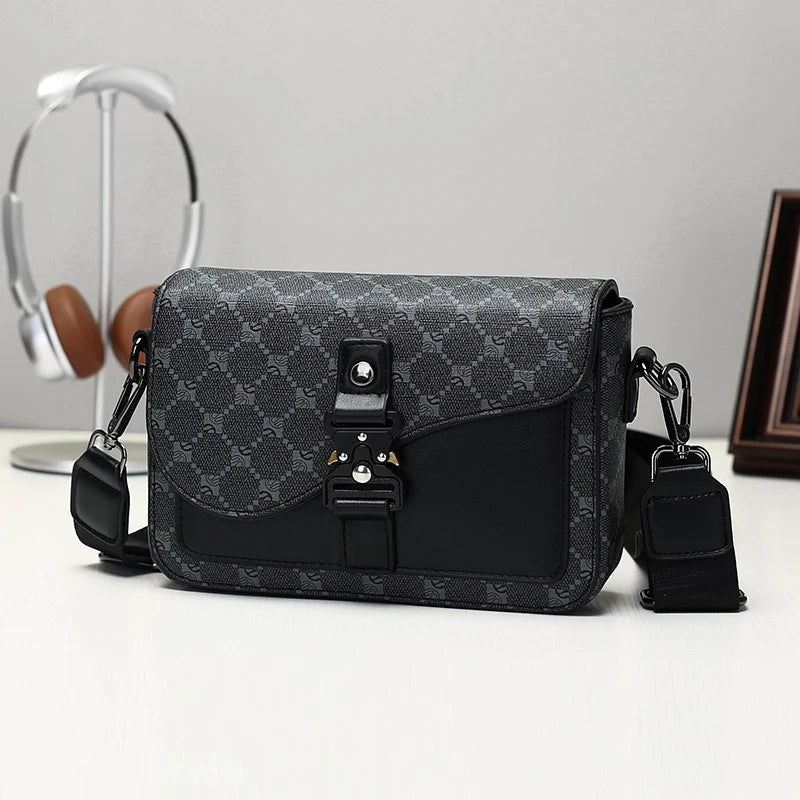 High-End Casual Shoulder Bag for Commuting Business Waterproof Daily Sling Bag Fashionable Jacquard Pattern Men's Crossbody Bag