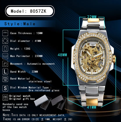 LONGLUX Automatic Man Watch Luxury Stainless Steel Wholesale Mechanical Wristwatches Skeleton Waterproof Diamond Watch Man Watch