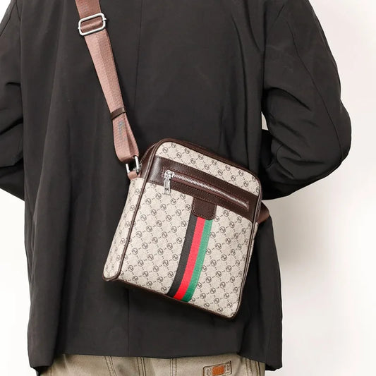 Luxury Design Men's Crossbody Bags Fashion Plaid Letter Printed Crossbody Bag Men Square Shoulder Bag Male Sling Messenger Bag