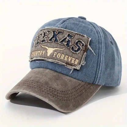 Fashion Letter TEXAS Embroidery Baseball Cap Visor Adjustable Peaked Cap Washed Cotton Baseball Hats For Man Women Unisex
