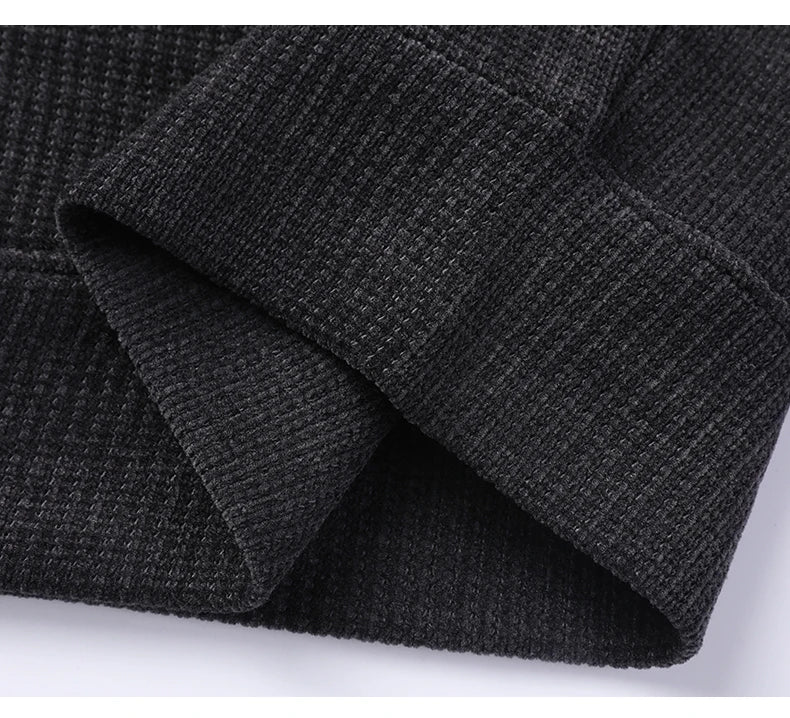 Fleece-Lined Knitted Pullover Sweater Casual Jumper for Men Insulated Warm Long Sleeve Thick Material Round Neck Design