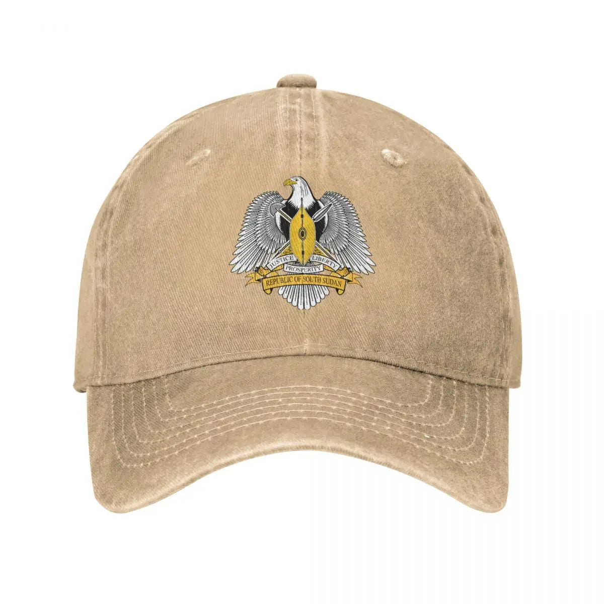 Men Baseball Cap South Sudan Emblem Charcoal Washed Denim Classic Vintage Cotton Dad Trucker Hat Unisex Adult