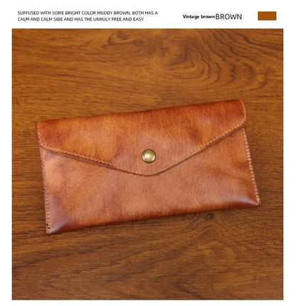 Genuine Leather Men Handmade Wallet High Quality Retro Handbag Simple Phone Pocket Card Bag Big Capacity Male Purses