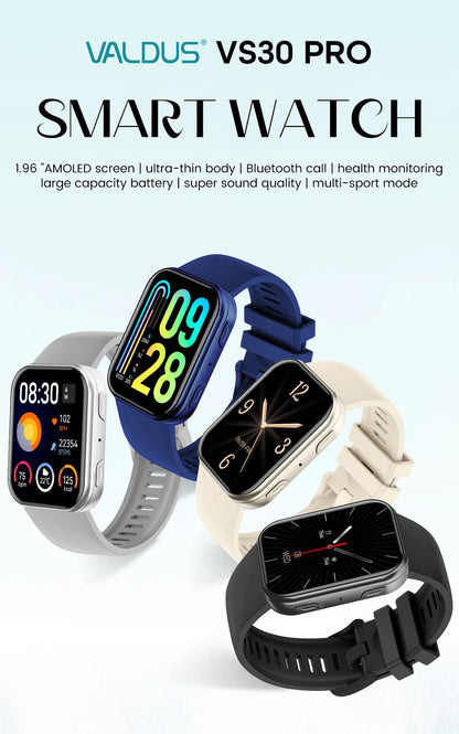 VS30 PRO Smart Watch 1.93-inch AMOLED Display Bluetooth Call Sports Modes Health Monitoring 1ATM Waterproof Custom Watch Fa