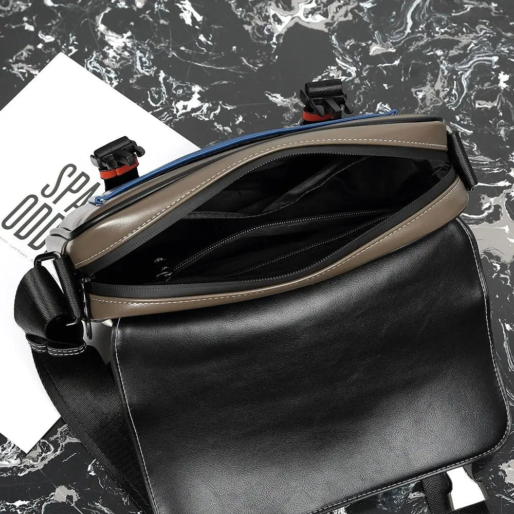 Casual PU Leather Messenger Bag Multi-pocket Design Vintage Shoulder Bag Durable Male Handbags Travel
