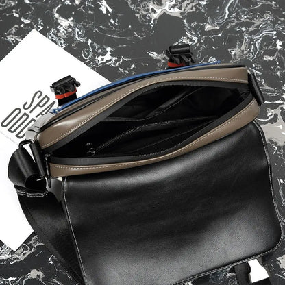 Casual PU Leather Messenger Bag Multi-pocket Design Vintage Shoulder Bag Durable Male Handbags Travel