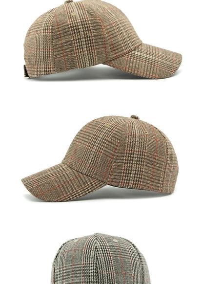 Hat Men's Spring Summer Outdoor Sunscreen Visor Classic Checkered Baseball Cap Hard Top Women's Cap Sun Cap