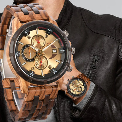 Man's Watches Wooden Watch Strap Hand Watch Quartz Wrist Watch for Men Chronograph  Luxury Brand montre homme Gift Drop Shipping