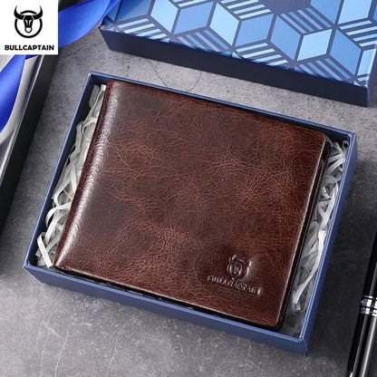 BULLCAPTAIN New Men's Leather Wallet RFID Function Fashion Business Multi-Card Men's Wallet Clip QB026
