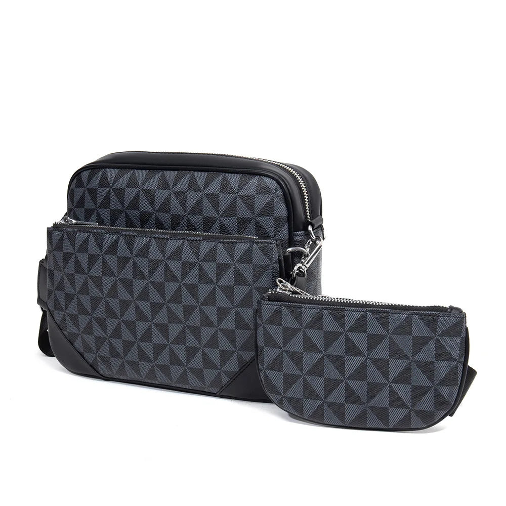 Fashion Crossbody Bag Men Three in One Design Men's Crossbody Bags Diamond Lattice Print Shoulder Messenger Bag Male Hanabag