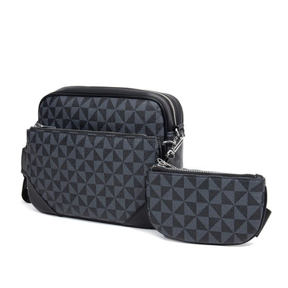 Fashion Crossbody Bag Men Three in One Design Men's Crossbody Bags Diamond Lattice Print Shoulder Messenger Bag Male Hanabag