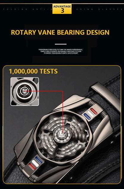 Mens Belt Material Metal Rotatable Buckle  Leather Belt High Quality Men Business Belt Golden Waist Buckle Rhinestone De