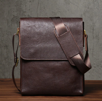 NUKA Men's Genuine Leather Shoulder Bag Retro Flap Crossbody Bags Casual Trend Satchel High Quality Luxury Cowhide Messenger Bag