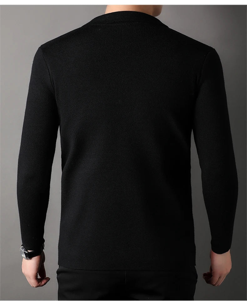 Autumn and Winter New Men's Long-Sleeved Sweater Youth Popularity Cardigan Men's Knitwear Sweater Lapel Youth Thin Coat