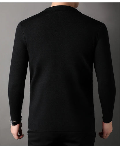 Autumn and Winter New Men's Long-Sleeved Sweater Youth Popularity Cardigan Men's Knitwear Sweater Lapel Youth Thin Coat