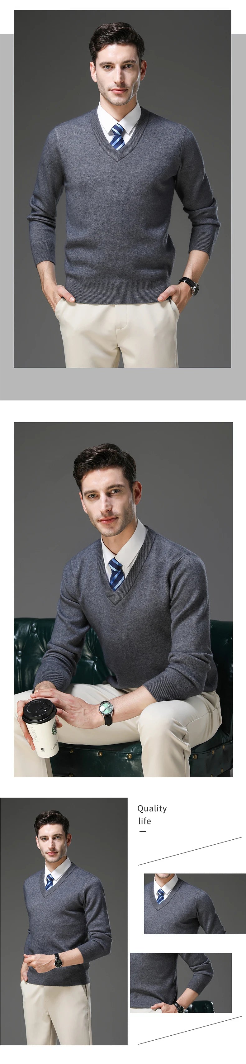 Top Grade Thick Anti-Pilling New Fashion Brand Autum Winter Knit Pullover Men Slim Fit Sweater Business Casual Woolen Jumper