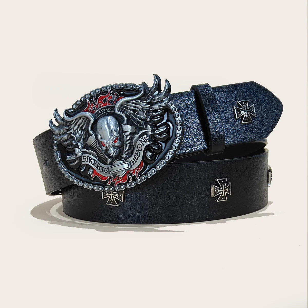 Black Punk Style PU Leather Belt Unisex Gothic Fashion Accessory Cross rivet decoration Y2K rock hip-hop style Jeans Belt Gift