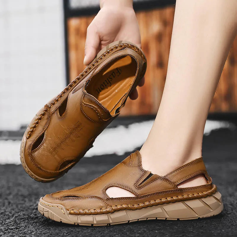 Hot-selling Summer Men's Sandals New Leather Roman Sandals Slippers Outdoor Beach Shoes Male Flip Flops Water Trekking Sandals