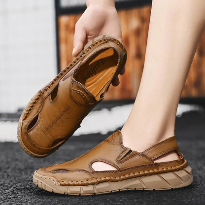 Hot-selling Summer Men's Sandals New Leather Roman Sandals Slippers Outdoor Beach Shoes Male Flip Flops Water Trekking Sandals