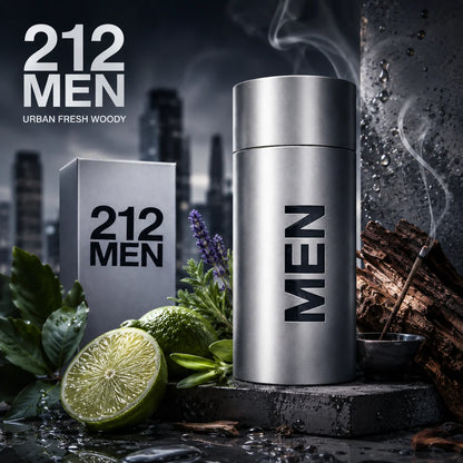 212 MEN Perfume for Men Eau De Toilette Long Lasting Fresh Citrus Woody Aromatic Fragrance Spray Bergamot Lavender Amber Daily Wear Gift 100ml