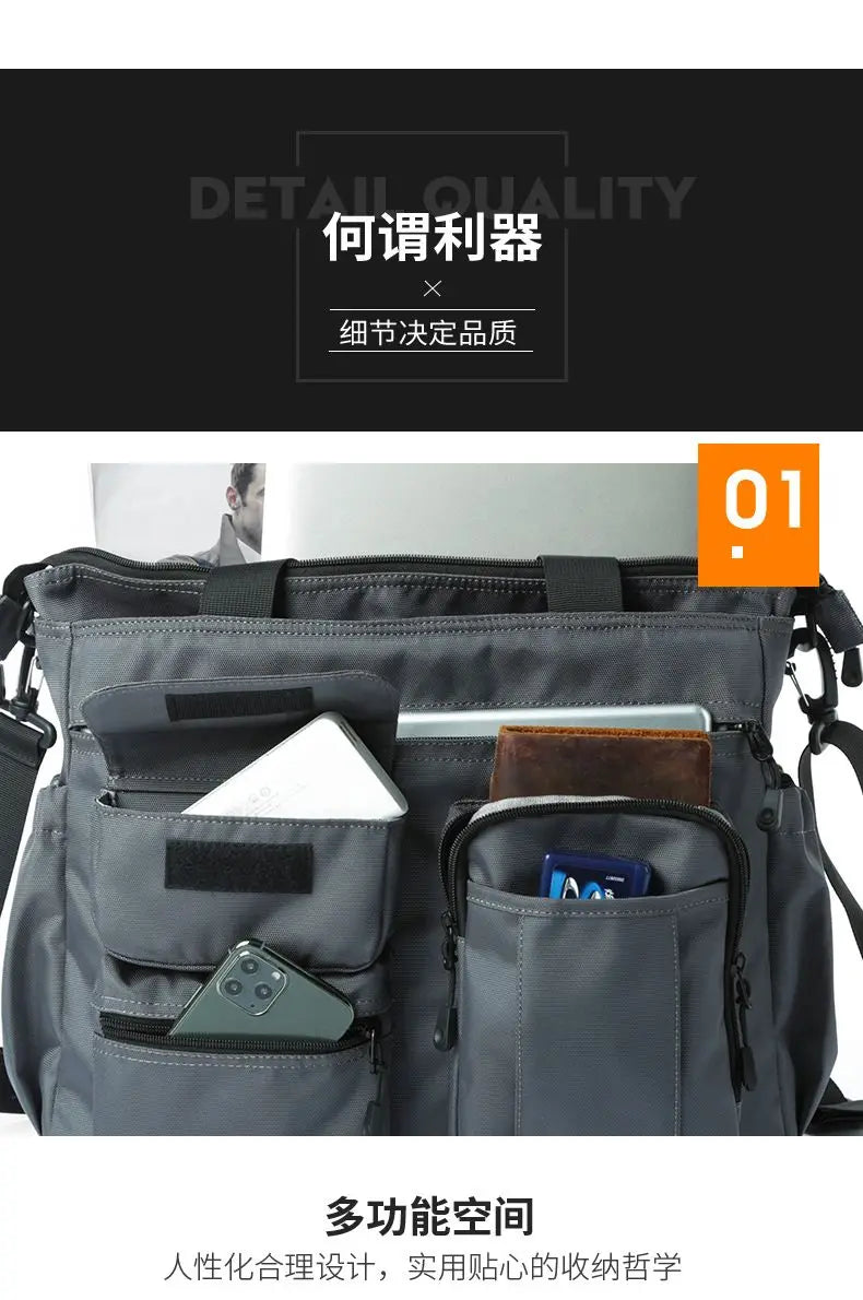 14 Pocket Men Shoulder Messenger Bag Waterproof Crossbody Bags Waterproof Oxford Travel Handbag Large Capacity Storage Work Bags