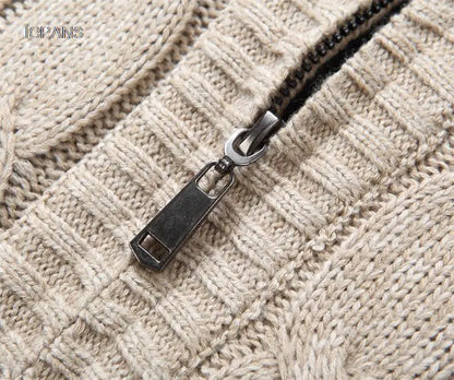 Men's Hooded Knit Winter Sweater Warm Fleece Liner Cardigan Black Khaki Knitwear Jacket Coat Clothing