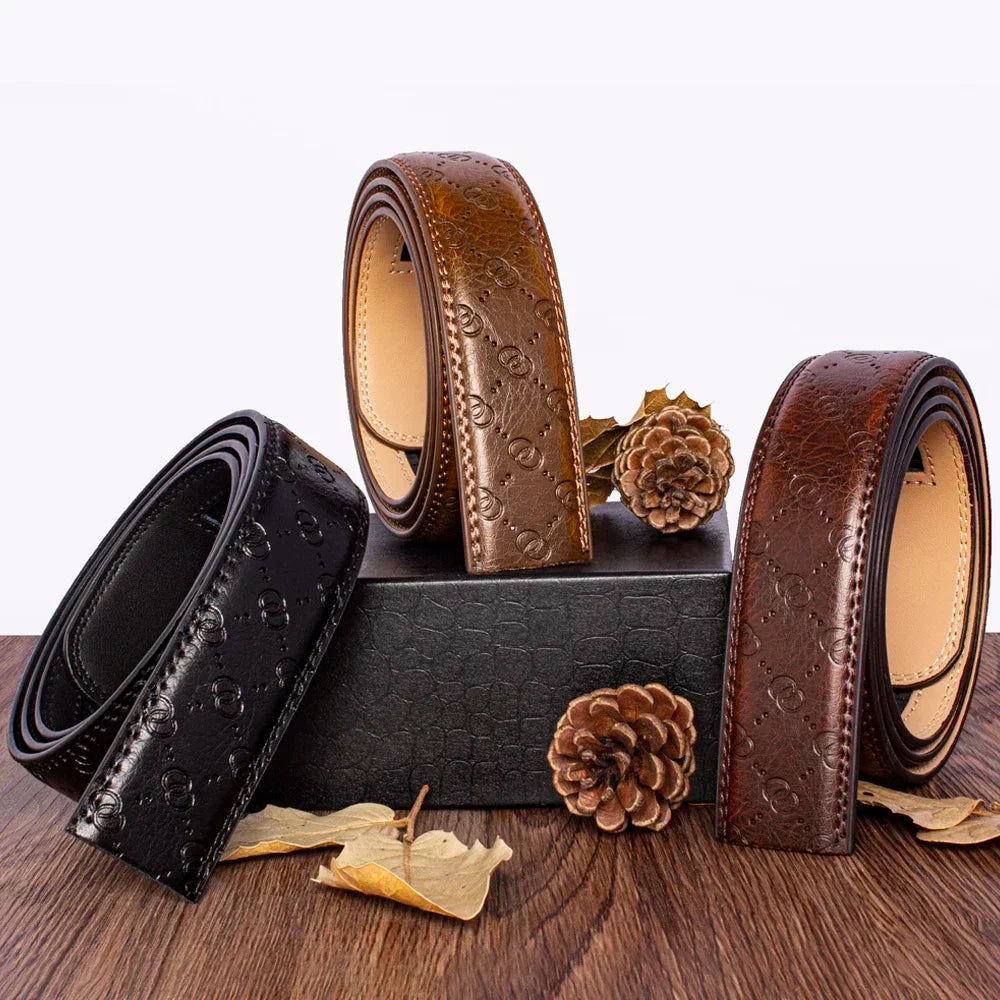 Genuine Leather Belts Without Buckle for Men Women High Quality Male Jeans Belt Large Size Belt No Buckle for Automatic Buckle