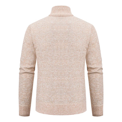 Autumn And Winter New Jersey Men's Casual Sports Coat Solid Color Stand Collar Wweater Grab Fleece Warm Zipper Cardigan
