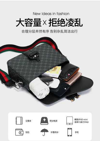 Luxury Plaid Crossbody Bags Men Fashion Buckle Flap Men's Crossbody Bag Casual Shoulder Bag Male Waterproof Business Sling Bags