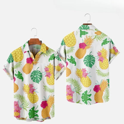 Men's Fashion Summer T-Shirts Hawaiian 3d Print Cozy Casual One Button Shirts Short Sleeve Beach Oversized Shirts