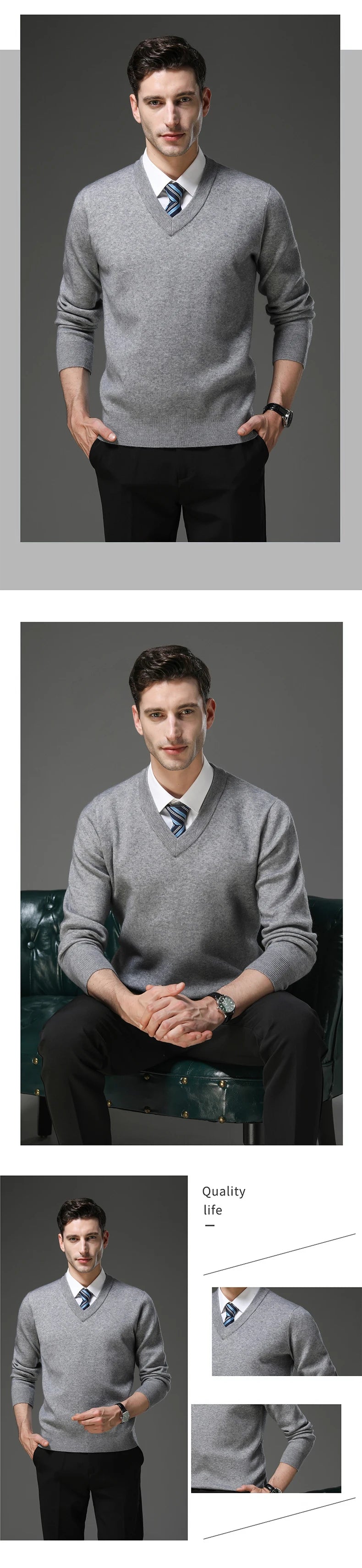 Top Grade Thick Anti-Pilling New Fashion Brand Autum Winter Knit Pullover Men Slim Fit Sweater Business Casual Woolen Jumper