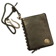 Fashion PUNK Handmade Crazy Horse Genuine Leather Wallet Men Money clip Short Wallet Bag Stud male Purse Card Holder Wallet