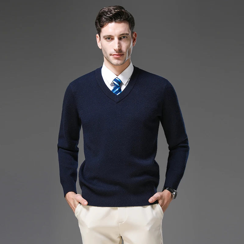 Top Grade Thick Anti-Pilling New Fashion Brand Autum Winter Knit Pullover Men Slim Fit Sweater Business Casual Woolen Jumper