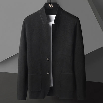 2025 Cardigan Jacket Men Solid Color Knitted Casual Stand Collar Slim Fit Cardigan Coat Mens Sweater Jacket Khaki Black Gray 4Xl