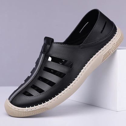 New Summer Genuine Leather Roman Men's Sandals Business Casual Shoes Outdoor Beach Wading Slippers Men's Shoes Big Size 38-48