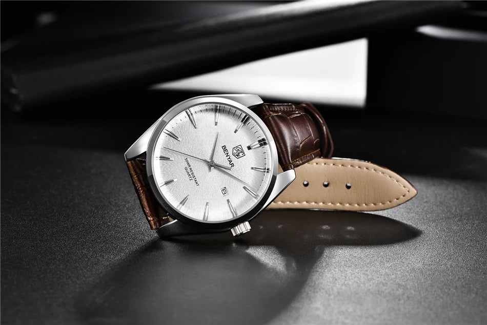 Benyar 5163 Top Brand Luxury Military Wristwatches Leather Quartz Watches Waterproof Simple Watch for Men Reloj Hombre