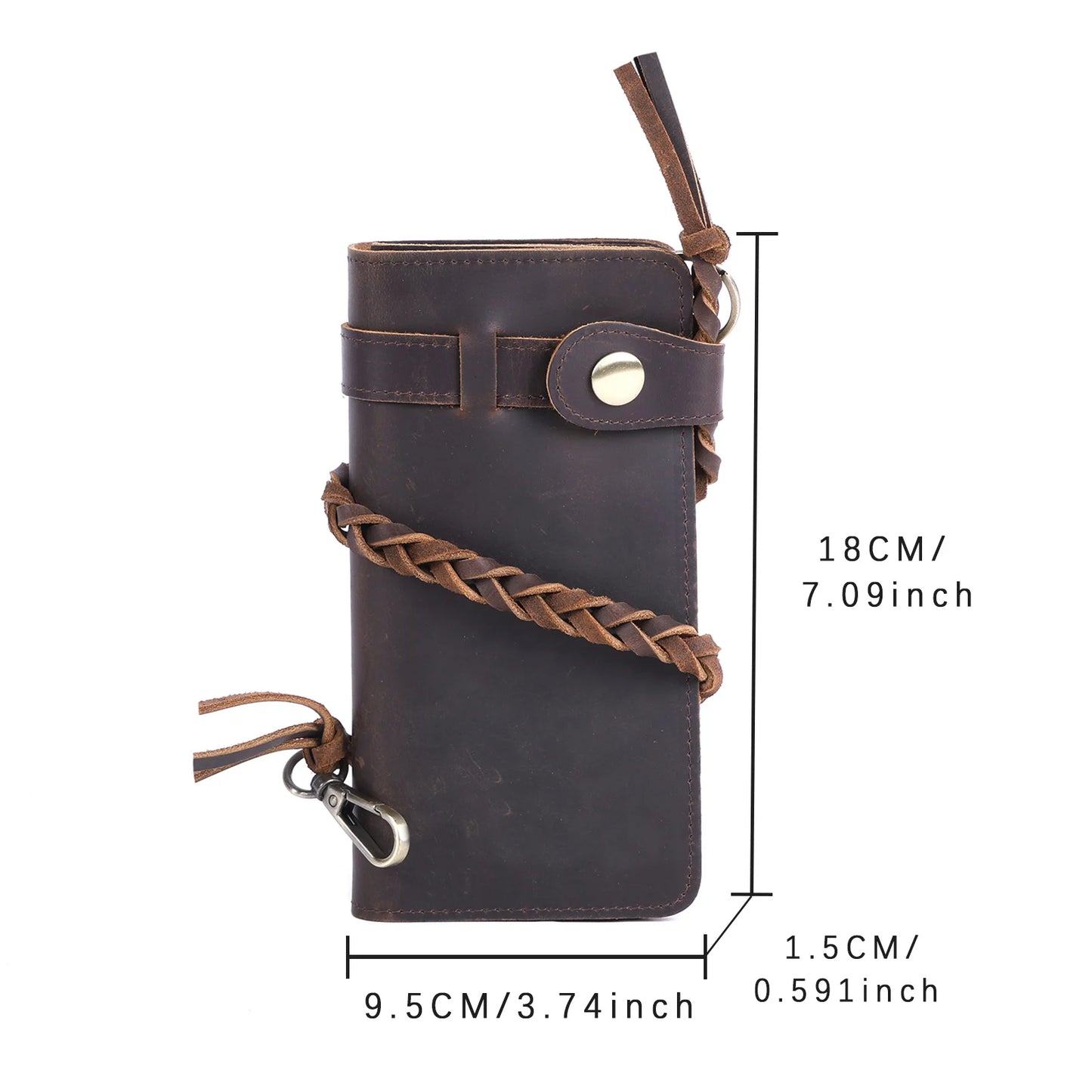 S.WORKER Vintage Crazy Horse Leather Wallet Handmade Men's Genuine Leather Long Wallet Pocket Purse Clutch Cash Card Holder