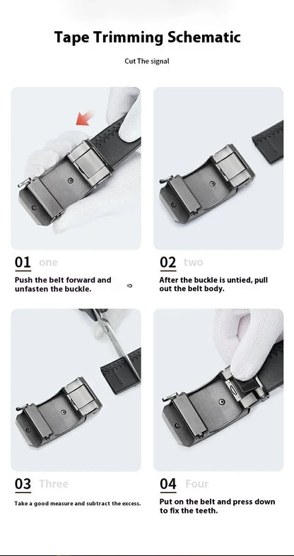 OYIFAN Automatic Ratchet Belt for Men - Genuine Leather Strap with Alloy Buckle, Durable for Daily Wear