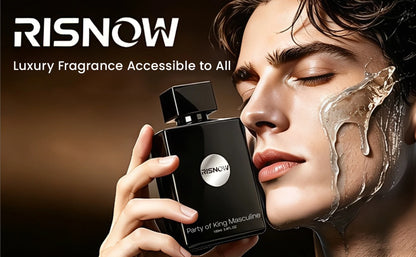RISNOW Spicy Woody Fragrance 3.4 oz 100ml for Men - Party of King Masculine with Bergamot Pineapple Birch Patchouli Long-Lasting Luxury Arabian Men's Perfume