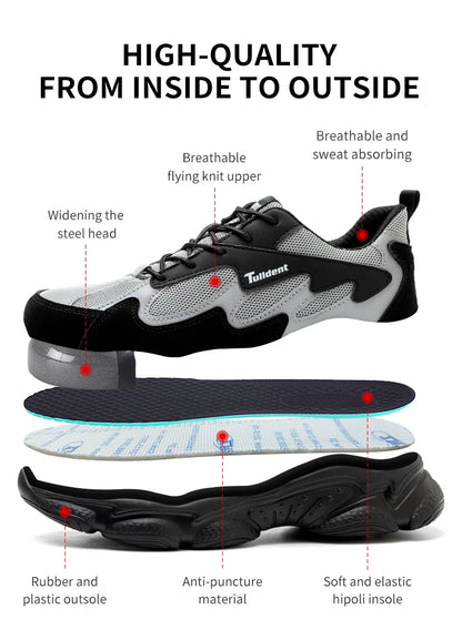 Safety Shoes, Puncture and Smash Resistant Work Shoes, Men's Protective Shoes, Wear-Resistant Work Boots