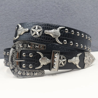 Y2K Punk spider Black Rivet Belt Goth Pu Leather Belts For Women Jeans Pants Boys And Girls Students Belt